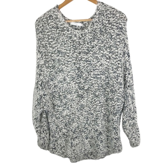 Nordstrom Women’s Lush Fuzzy Chunky Pullover Crewneck Grey Long Sleeve Sweater - Picture 13 of 16